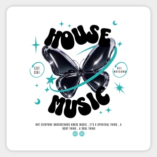 HOUSE MUSIC  - Butterfly Y2K steez  (black/blue) Magnet